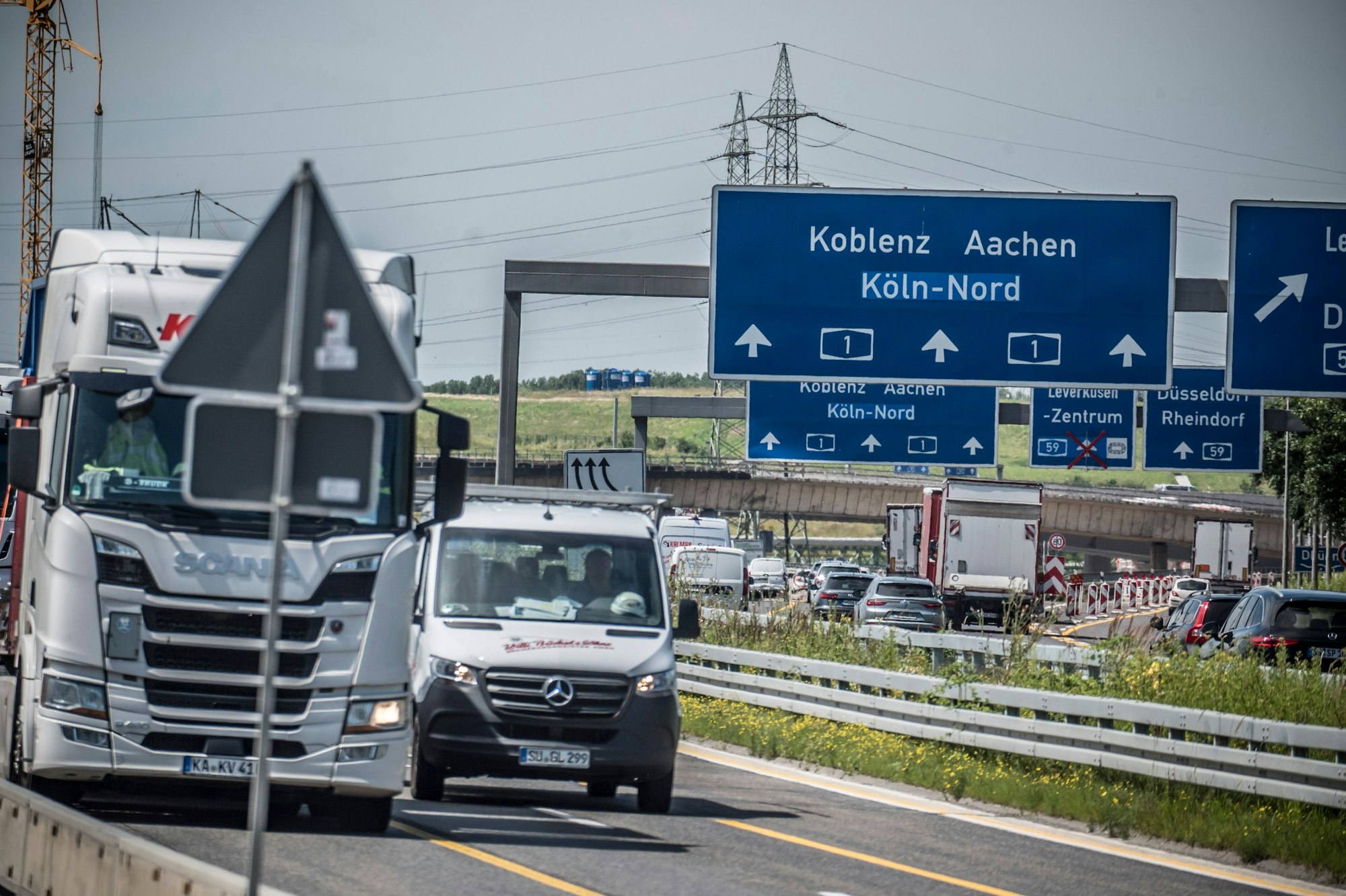 Die A1-Baustelle zwischen Dhünn und Europaring.
