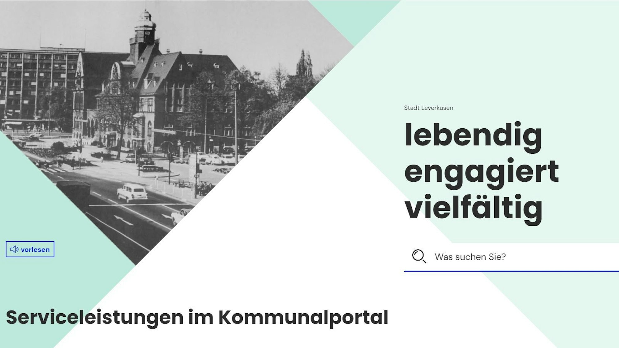 Screenshot der neuen Webseite der Stadt Leverkusen