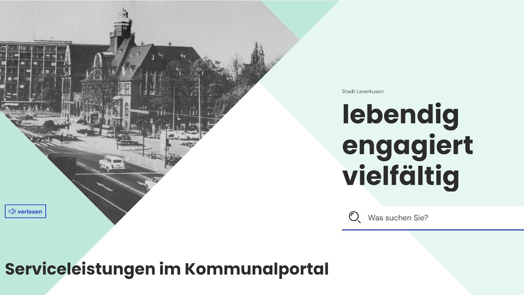 Screenshot der neuen Webseite der Stadt Leverkusen