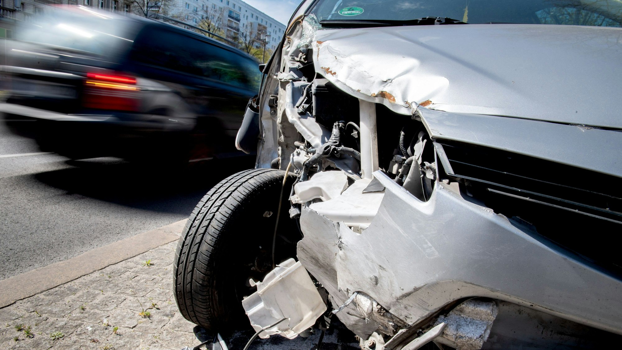 Pkw nach einem Unfall.