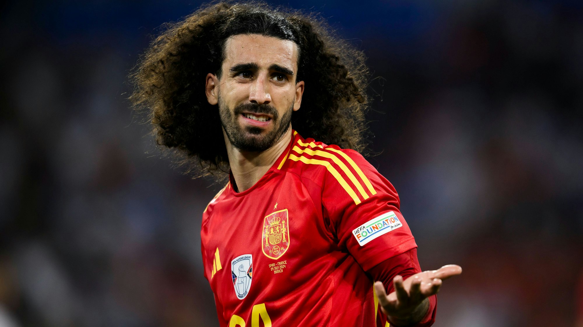 Spaniens Marc Cucurella hatte beim EM-Halbfinale gegen Frankreich einen schweren Stand.