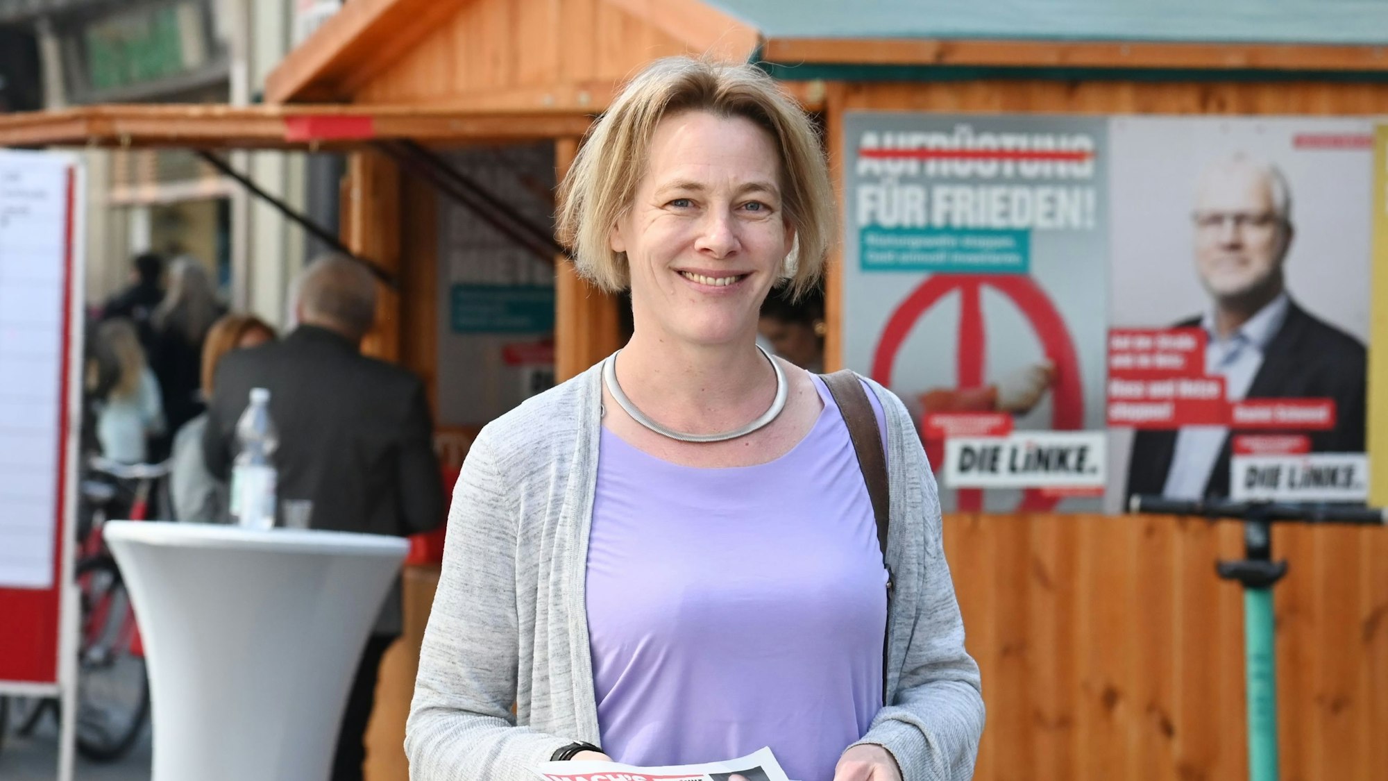 Carolin Butterwegge im Jahr 2022 als Landtagskandidatin für die Linken