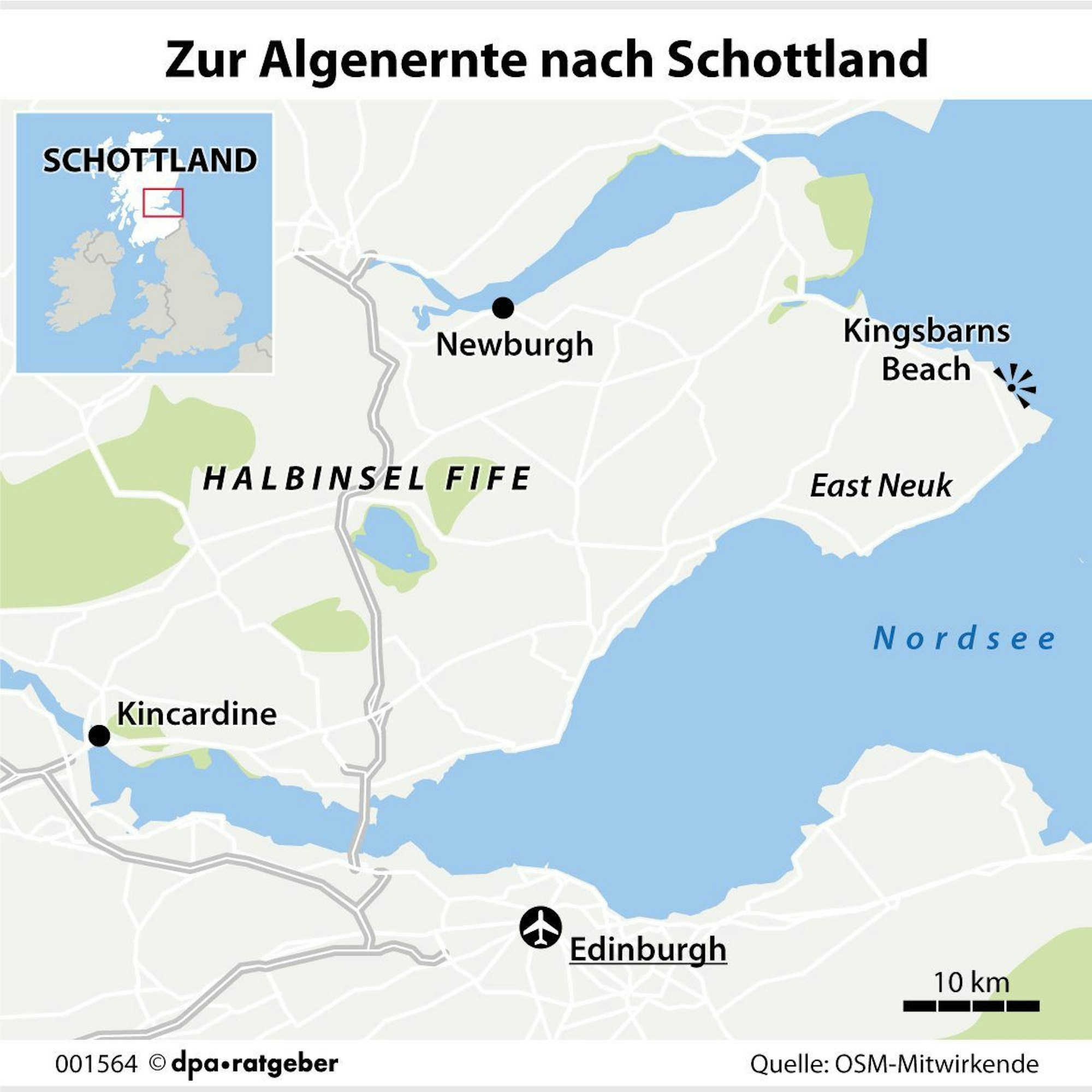 Zum Themendienst-Bericht "Linguine aus dem Meer: Zur Algenernte an Schottlands Küste" von Dörte Nohrden vom 10. Juli: Bei East Neuk gedeihen Hunderte Arten von Algen. Viele davon sind essbar. Ernten darf sie jeder. Unterwegs mit einem kochenden Experten.