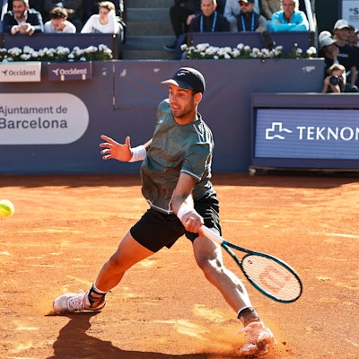 Facundo Diaz Acosta ARG, APRIL19, 2024 - Tennis : Facundo Diaz Acosta during singles Quarter final match against Stefanos Tsitsipas on the Barcelona Open Banc Sabadell tennis tournament at the Real Club de Tenis de Barcelona in Barcelona, Spain. Noxthirdxpartyxsales PUBLICATIONxNOTxINxJPN 250691609