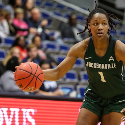 Jacksonville Dolphins forward Trudy Walker (1) during an NCAA College League USA women s basketball game against the North Florida Ospreys in Jacksonville, Fla., Tuesday, Jan. 22, 2019. (Gary Lloyd McCullough/Cal Media) Sports - January 22, 2019 - ZUMAc04_ 20190122_zaf_c04_269 Copyright: xGaryxMcculloughx