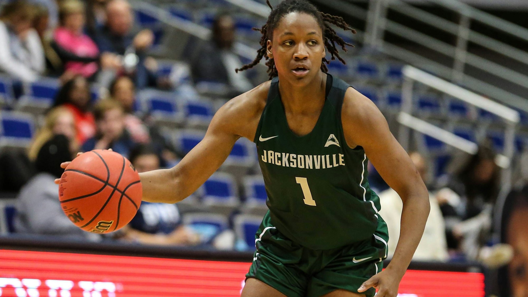 Jacksonville Dolphins forward Trudy Walker (1) during an NCAA College League USA women s basketball game against the North Florida Ospreys in Jacksonville, Fla., Tuesday, Jan. 22, 2019. (Gary Lloyd McCullough/Cal Media) Sports - January 22, 2019 - ZUMAc04_ 20190122_zaf_c04_269 Copyright: xGaryxMcculloughx