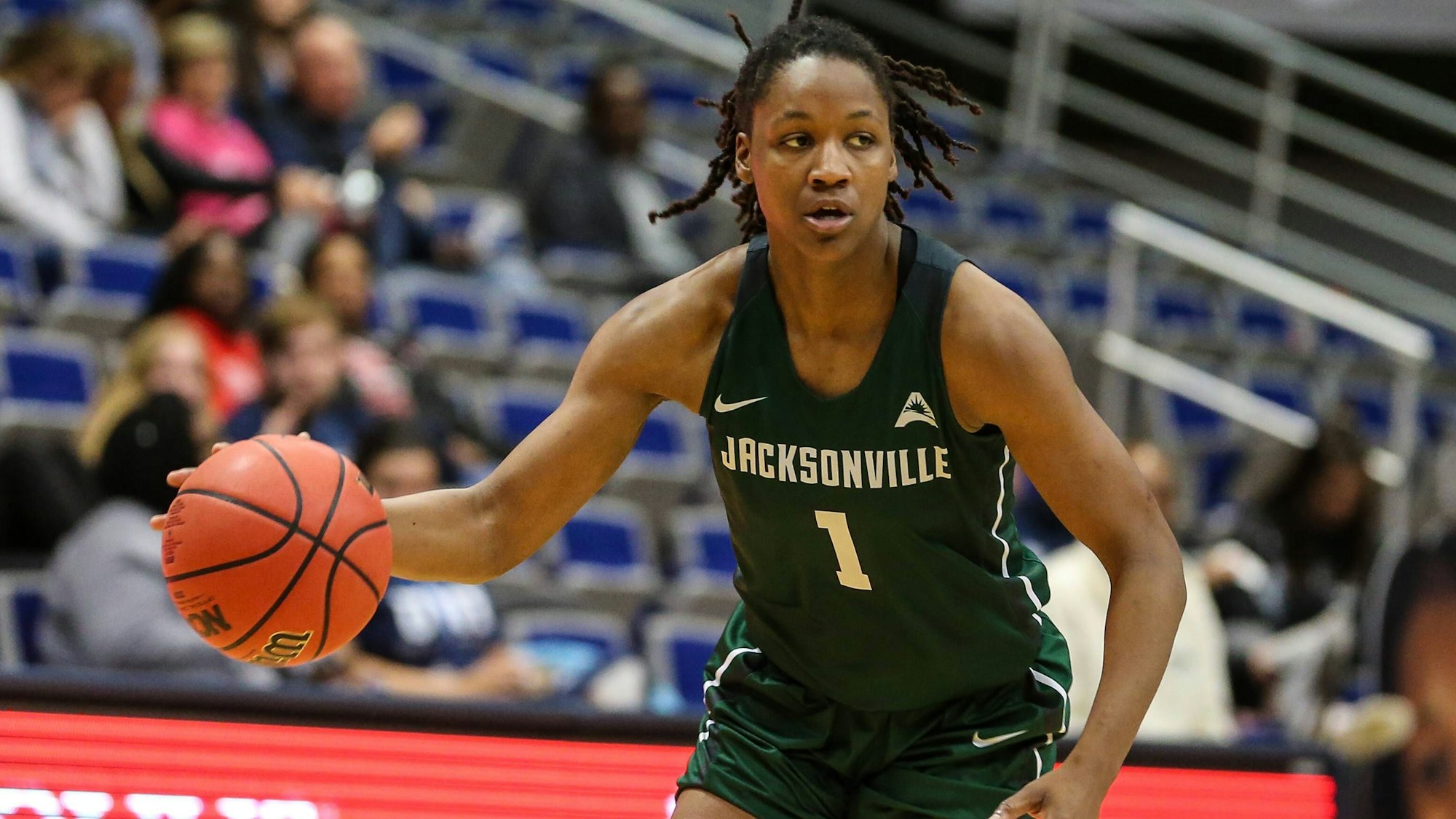 Jacksonville Dolphins forward Trudy Walker (1) during an NCAA College League USA women s basketball game against the North Florida Ospreys in Jacksonville, Fla., Tuesday, Jan. 22, 2019. (Gary Lloyd McCullough/Cal Media) Sports - January 22, 2019 - ZUMAc04_ 20190122_zaf_c04_269 Copyright: xGaryxMcculloughx