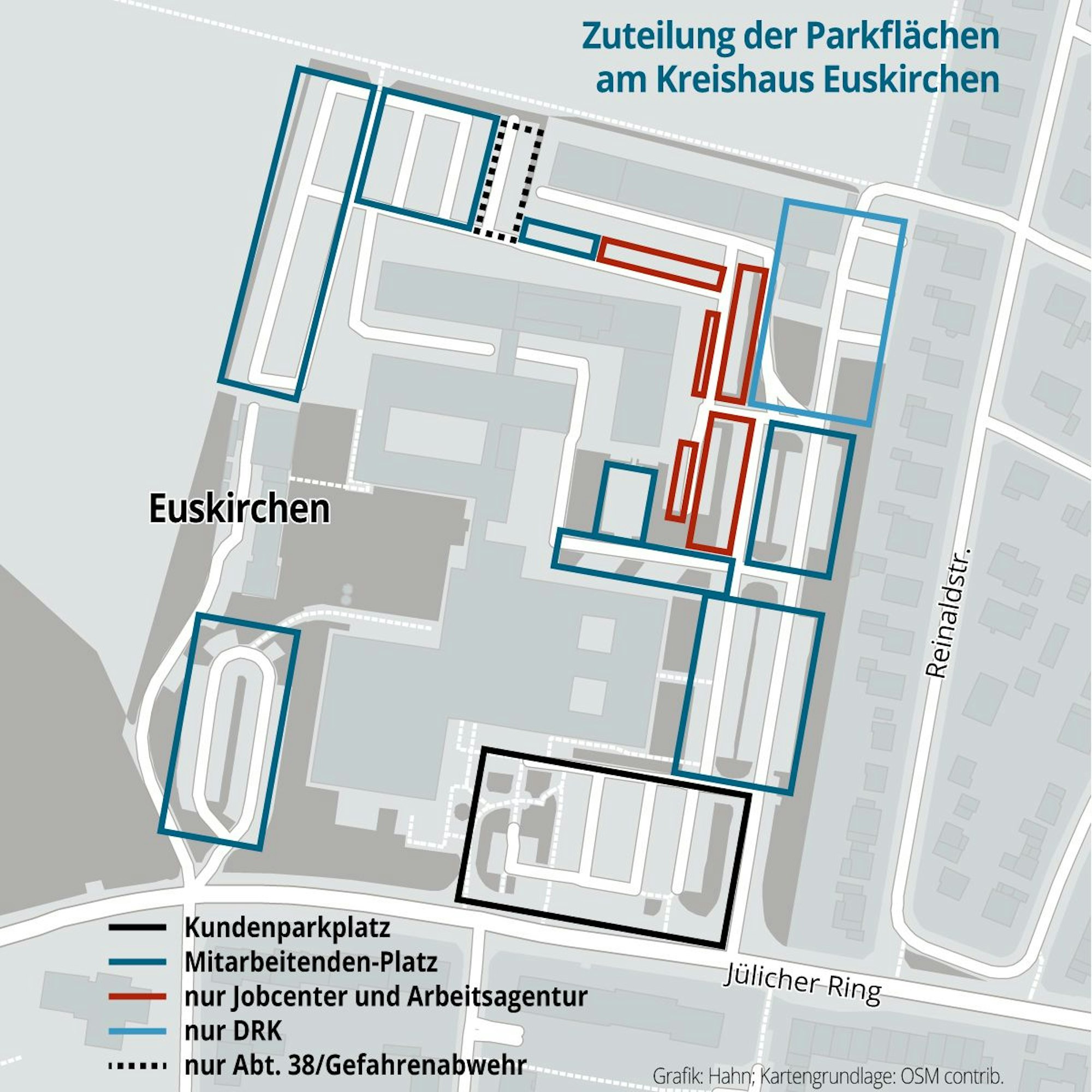 Die Grafik zeigt die unterschiedliche Aufteilung der Parkflächen.