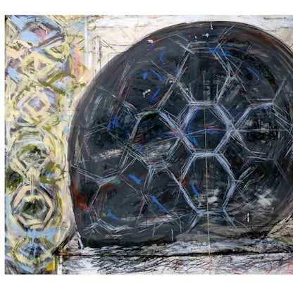 Ein gezeichneter Kopf aus sechseckigen Waben.