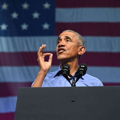 (FILES) Former US President Barack Obama speaks during a rally in support of Democratic US Senate candidate John Fetterman in Philadelphia, Pennsylvania, on November 5, 2022. Obama has told allies that Joe Biden needs to reconsider his reelection bid, the Washington Post reported on July 18, 2024. Obama believes that Biden's path to victory has diminished and that the 81-year-old should "seriously consider the viability of his candidacy," the newspaper said, citing people briefed on his thinking. (Photo by SAUL LOEB / AFP)