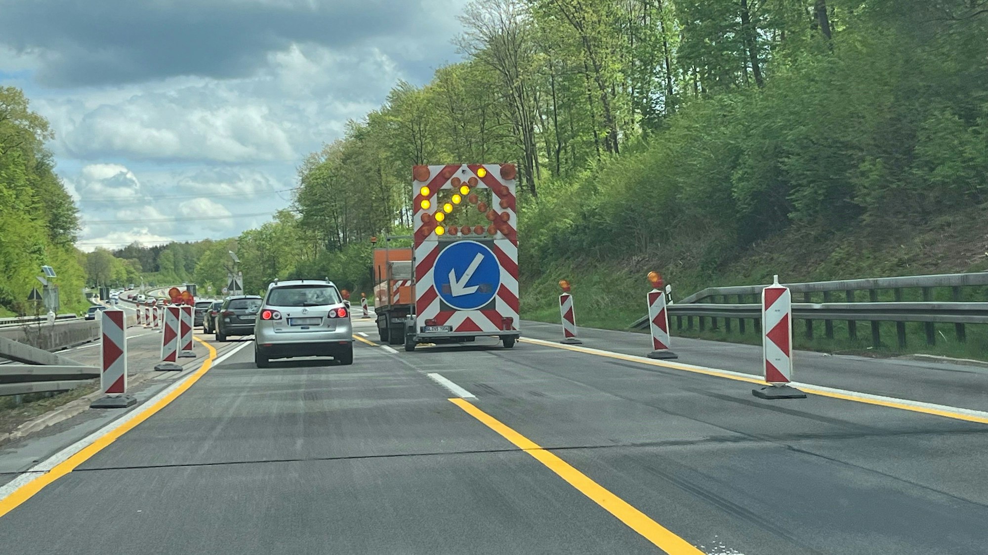 Eine Baustelle auf der A4 bei Gummersbach.