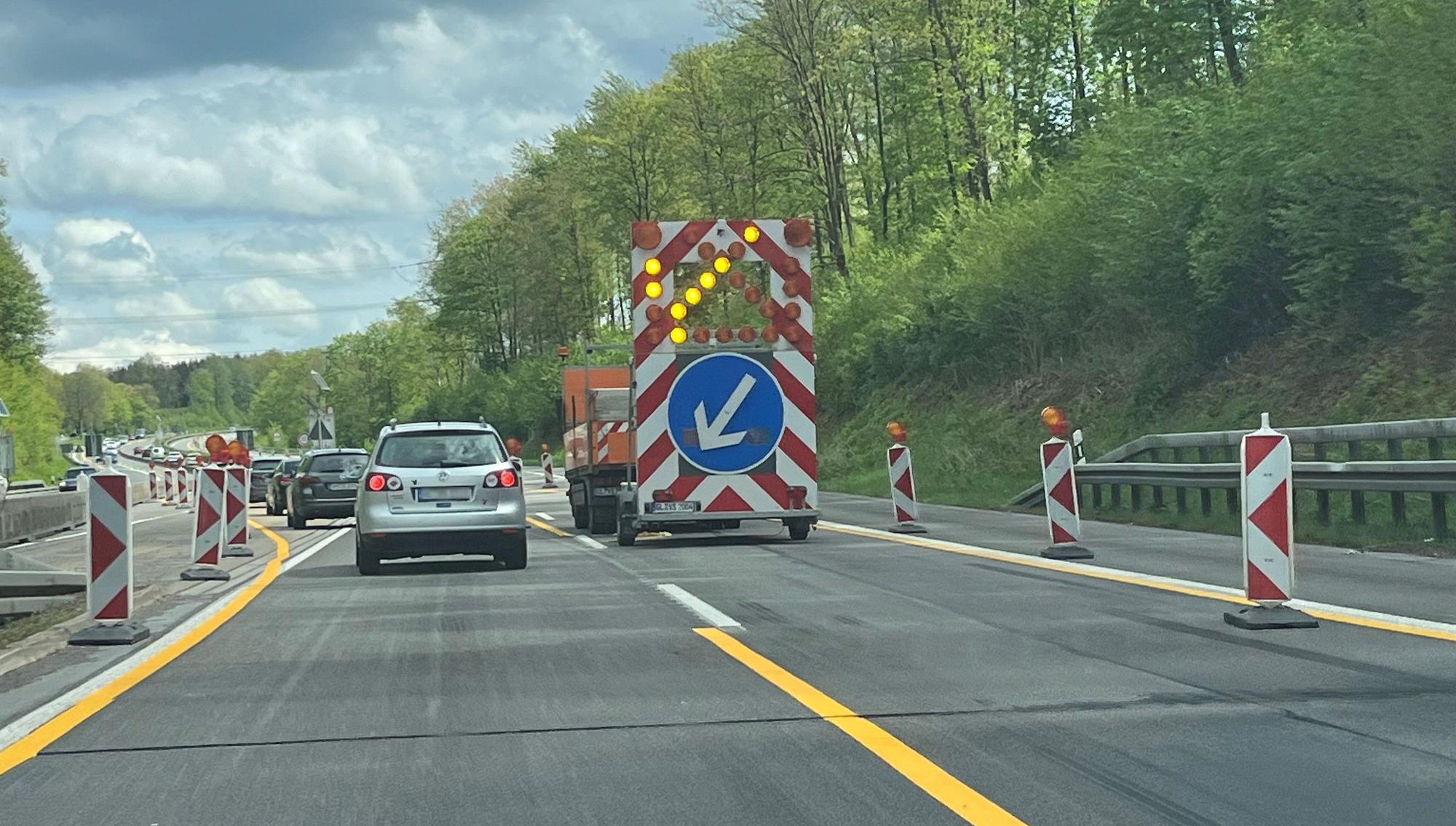 Abschnitt der A4 im Oberbergischen mit Baustelle – ein gewohntes Bild.