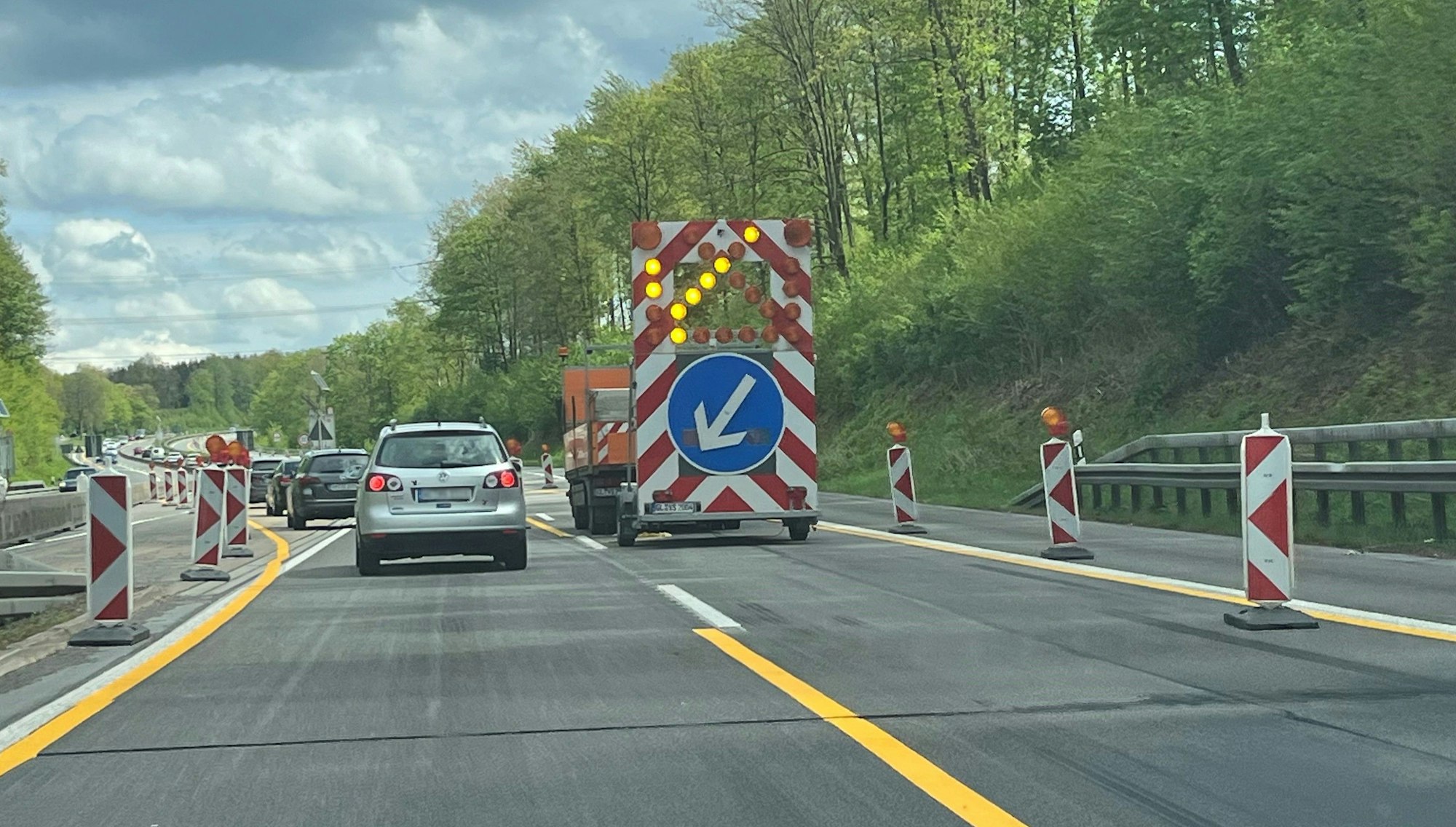 Abschnitt der A4 im Oberbergischen mit Baustelle – ein gewohntes Bild.