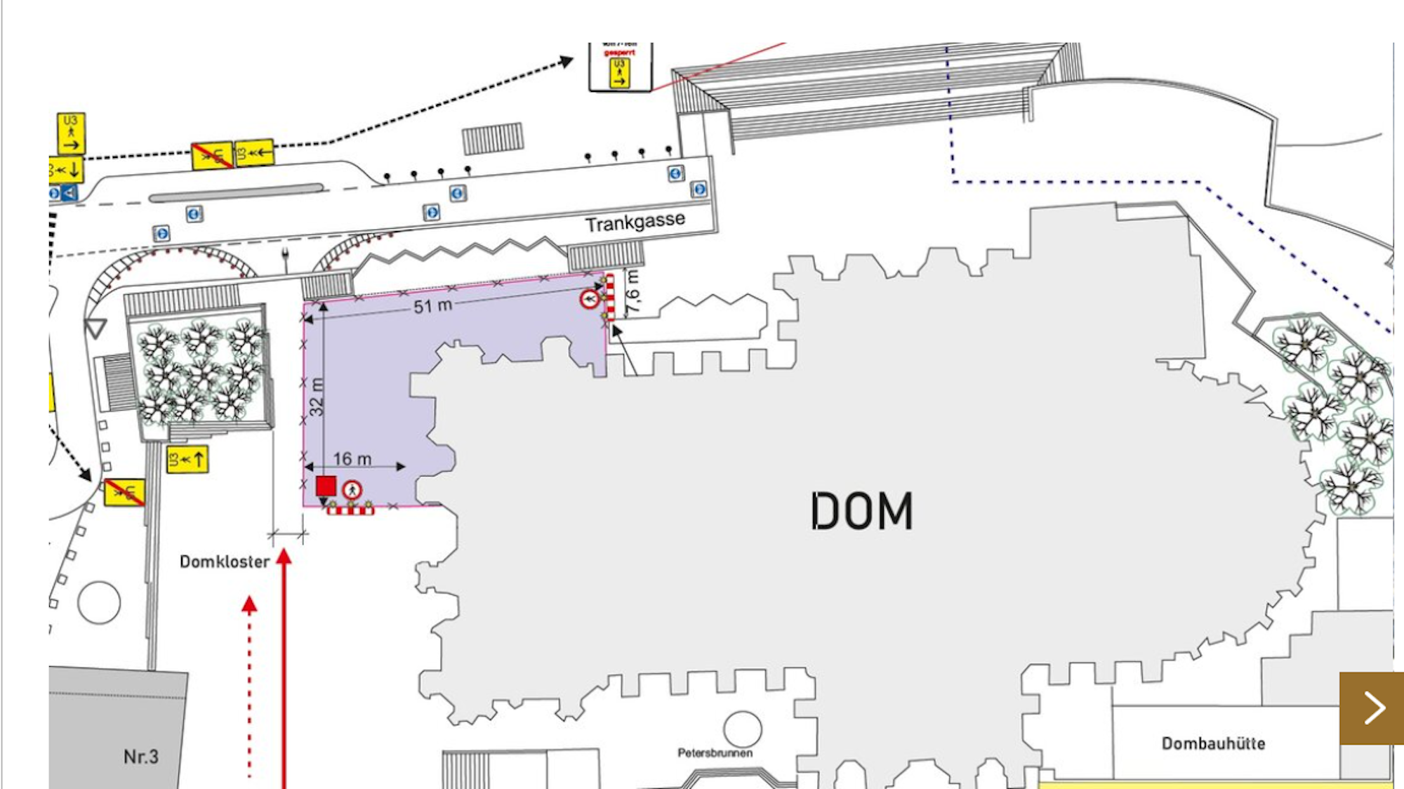 Dieser Bereich der Domplatte ist gesperrt.