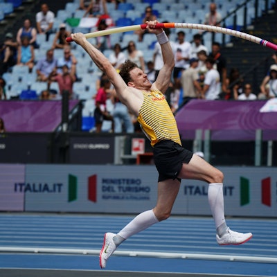 Rom , Leichtathletik, Athletics, Track and Field, EAA, Leichtathletik EM Rom 2024 European Championships Rom , 07.06-12.06.2024, Olympic Stadium Roma, Italy Stabhochsprung Männer Qualifikation , Torben Blech Copyright Gladys Chai von der Laage *** Rome , Athletics, Athletics, Track and Field, EAA, European Athletics Championships Rome 2024 European Championships Rome , 07 06 12 06 2024, Olympic Stadium Roma, Italy Pole Vault Men Qualification , Torben Blech Copyright Gladys Chai von der Laage