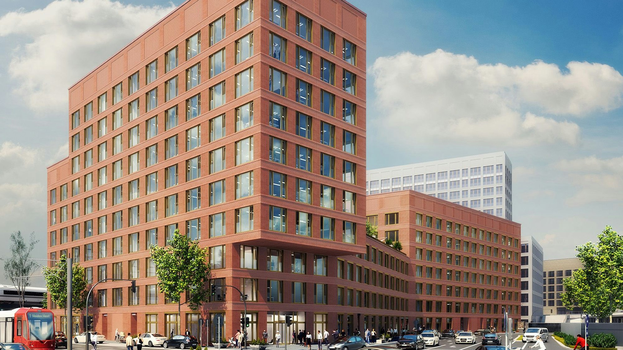 Visualisierung Rossio in der Messe City. Die Stadt hat das Gebäude gekauft und wird nach Fertigstellung 2025 dort einziehen.