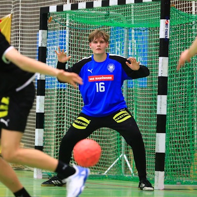 Anel Durmic im Tor der deutschen U18-Nationalmannschaft.