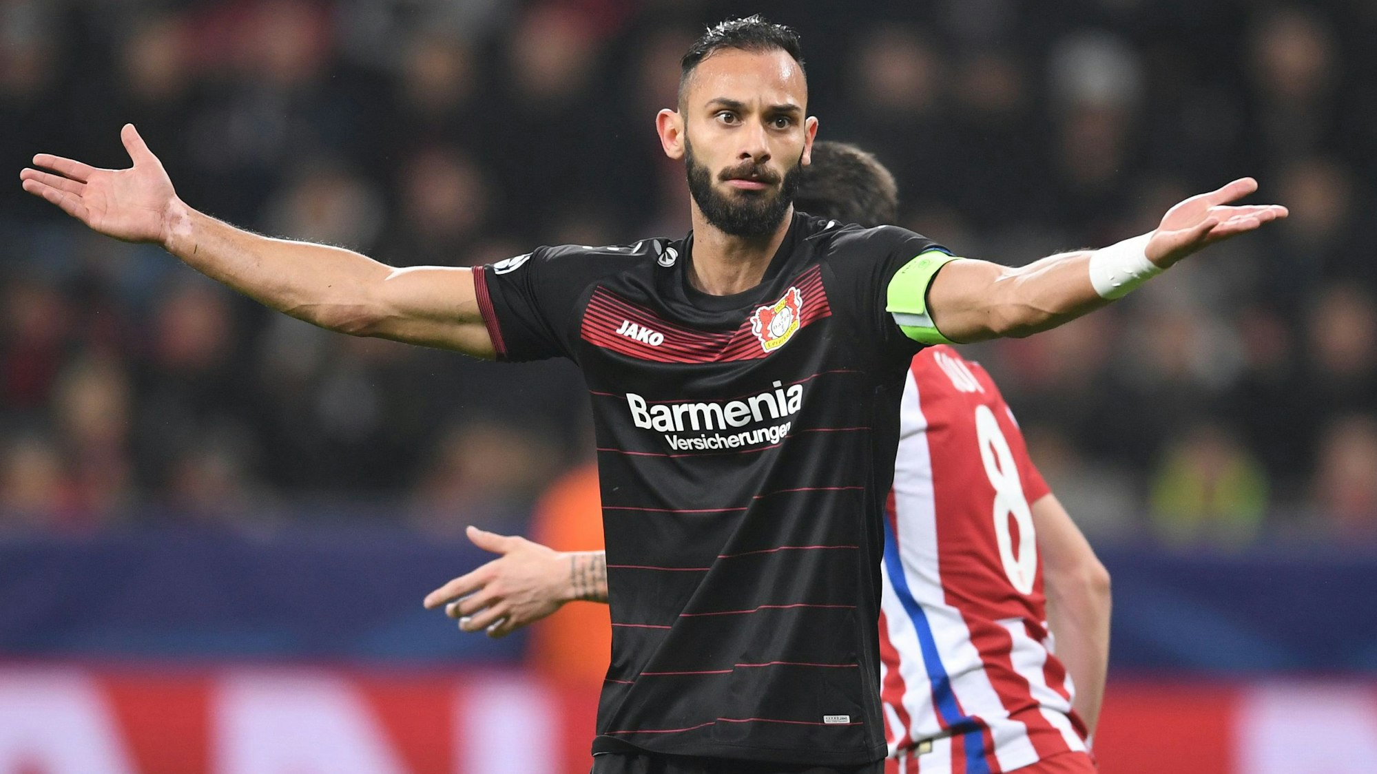 Februar 2017:Ömer Toprak im Achtelfinale der Champions League mit Bayer Leverkusen gegen Atlético Madrid.
