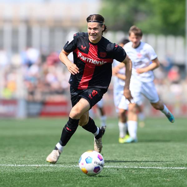 LEVERKUSEN, GERMANY - 1 MAY, 2024: Artem Stepanov, The football match of Half Final B-Junioren Bundesliga U17, U 17 Bayer 04 Leverkusen vs SG Eintracht Frankfurt U17 at Ulrich-Haberland-Stadion PUBLICATIONxNOTxINxRUS Copyright: xVItaliixKliuievx