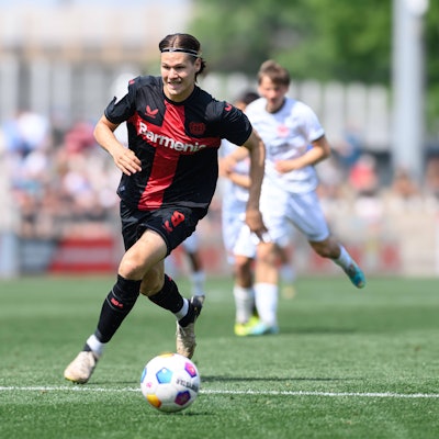 LEVERKUSEN, GERMANY - 1 MAY, 2024: Artem Stepanov, The football match of Half Final B-Junioren Bundesliga U17, U 17 Bayer 04 Leverkusen vs SG Eintracht Frankfurt U17 at Ulrich-Haberland-Stadion PUBLICATIONxNOTxINxRUS Copyright: xVItaliixKliuievx