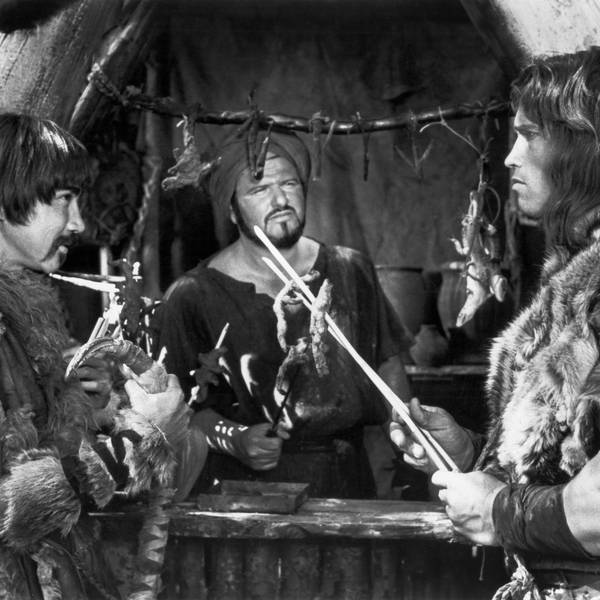 Arnold Schwarzenegger am Set von „Conan“.
