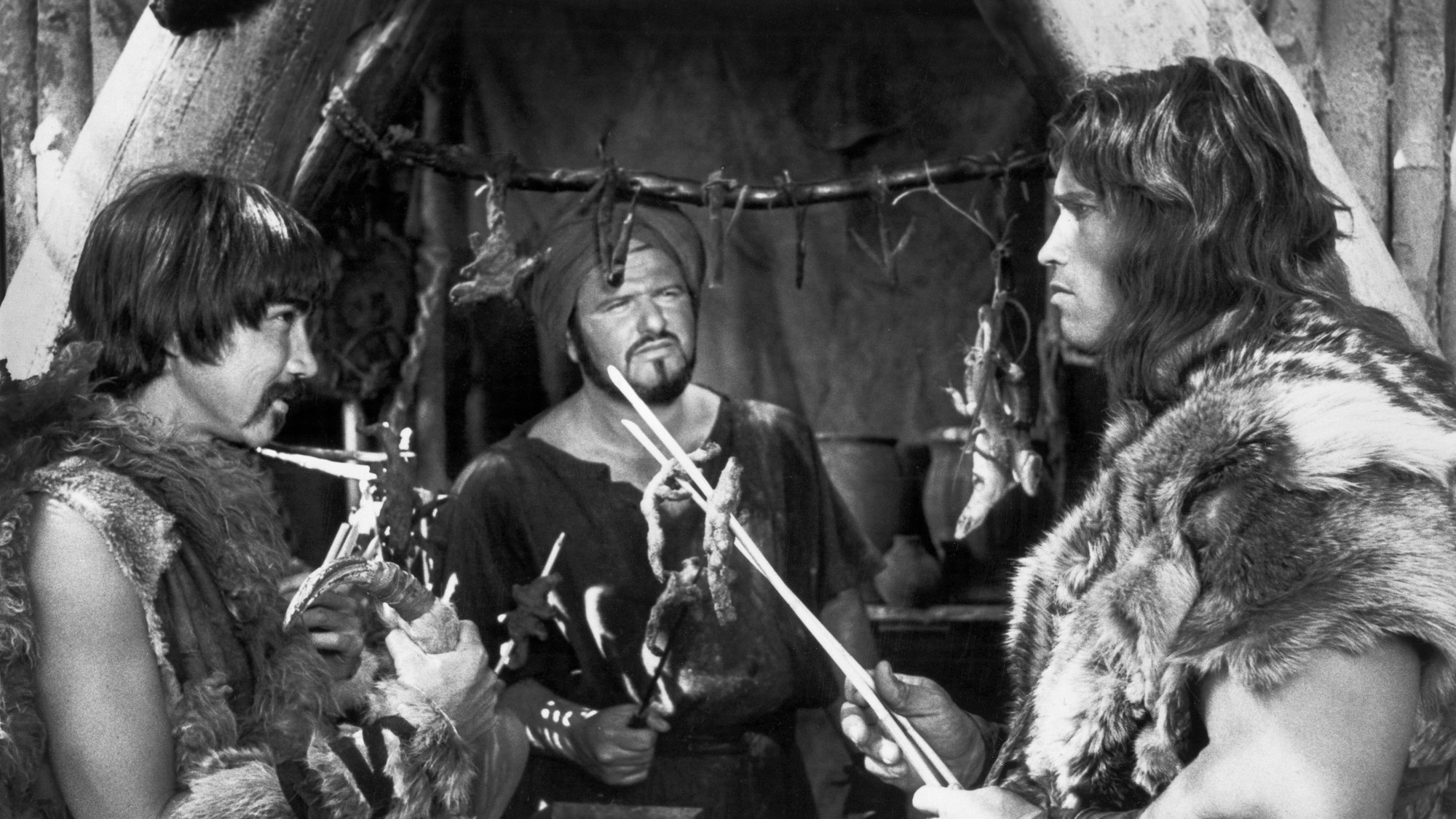 Arnold Schwarzenegger am Set von „Conan“.