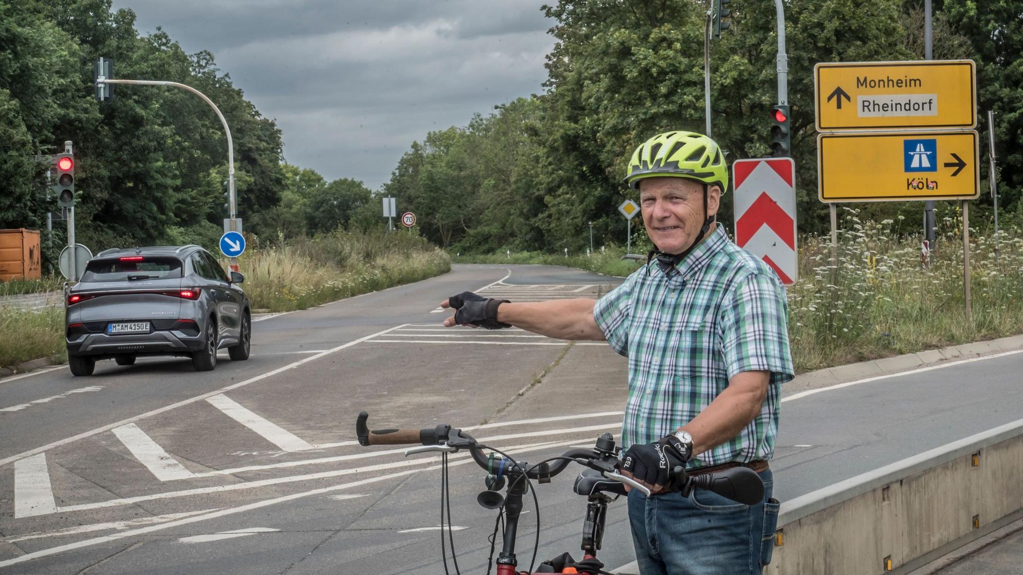 Der halbe Westring bietet sich für einen Abschnitt der Rad-Route nach Monheim an, findet der ADFC-Vorsitzende Kurt Krefft.