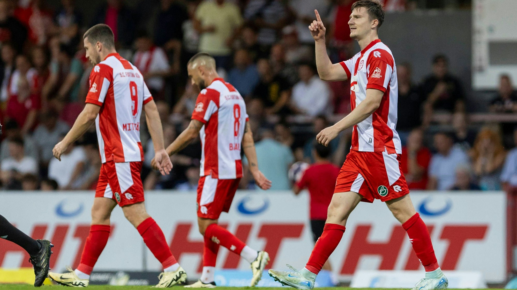 Regionalliga West Fortuna Köln - 1. FC Düren, 09.08.2024 Marvin Mika Fortuna Köln, 11 jubelt nach seinem Tor. Regionalliga West, Fortuna Köln - 1. FC Düren, 3. Spieltag, am 09.08.2024, Südstadion, Köln *** Regionalliga West Fortuna Köln 1 FC Düren, 09 08 2024 Marvin Mika Fortuna Köln, 11 cheers after his goal Regionalliga West, Fortuna Köln 1 FC Düren, Matchday 3, on 09 08 2024, Südstadion, Cologne Copyright: xBEAUTIFULxSPORTS/Meuselx