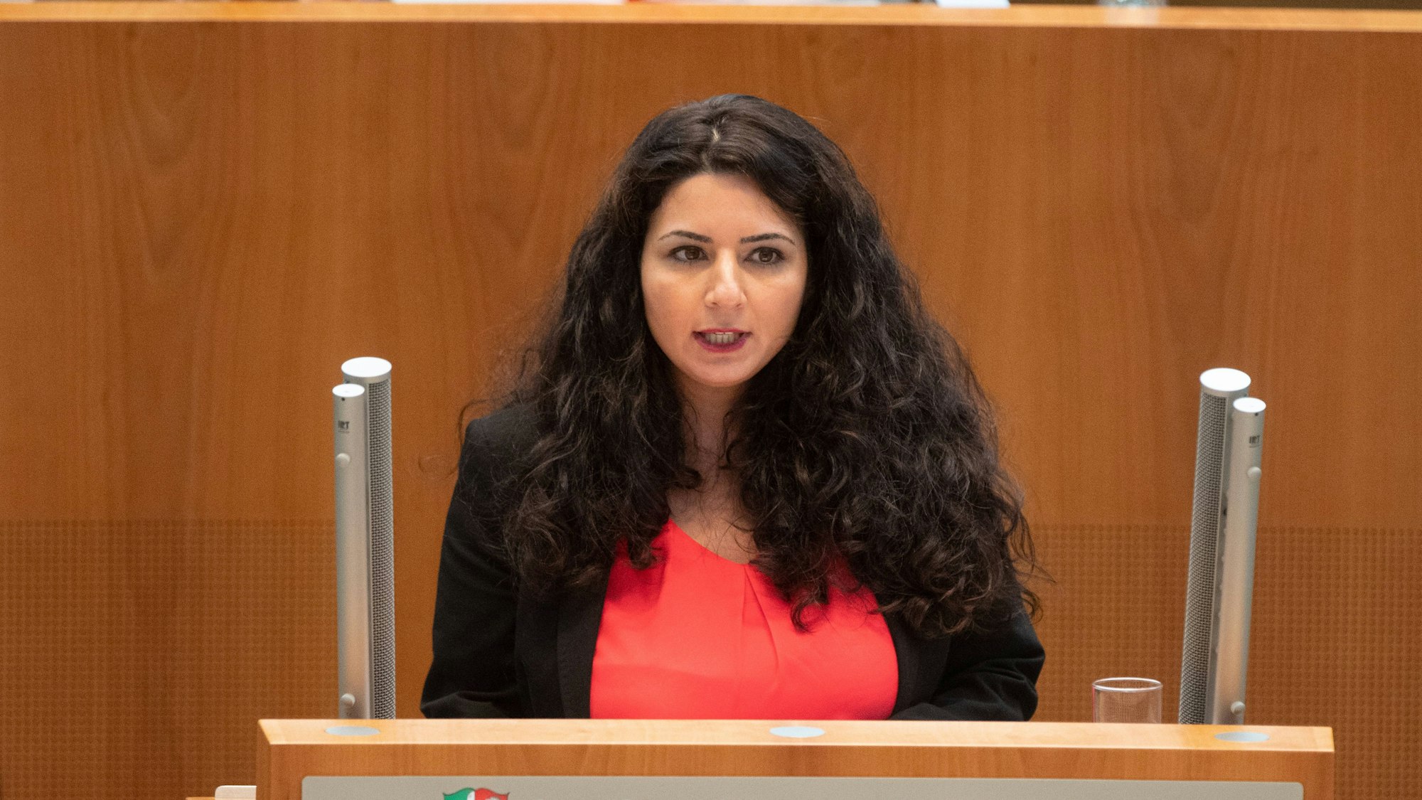 Die schulpolitische Sprecherin der SPD im NRW-Landtag steht am Rednerpult.