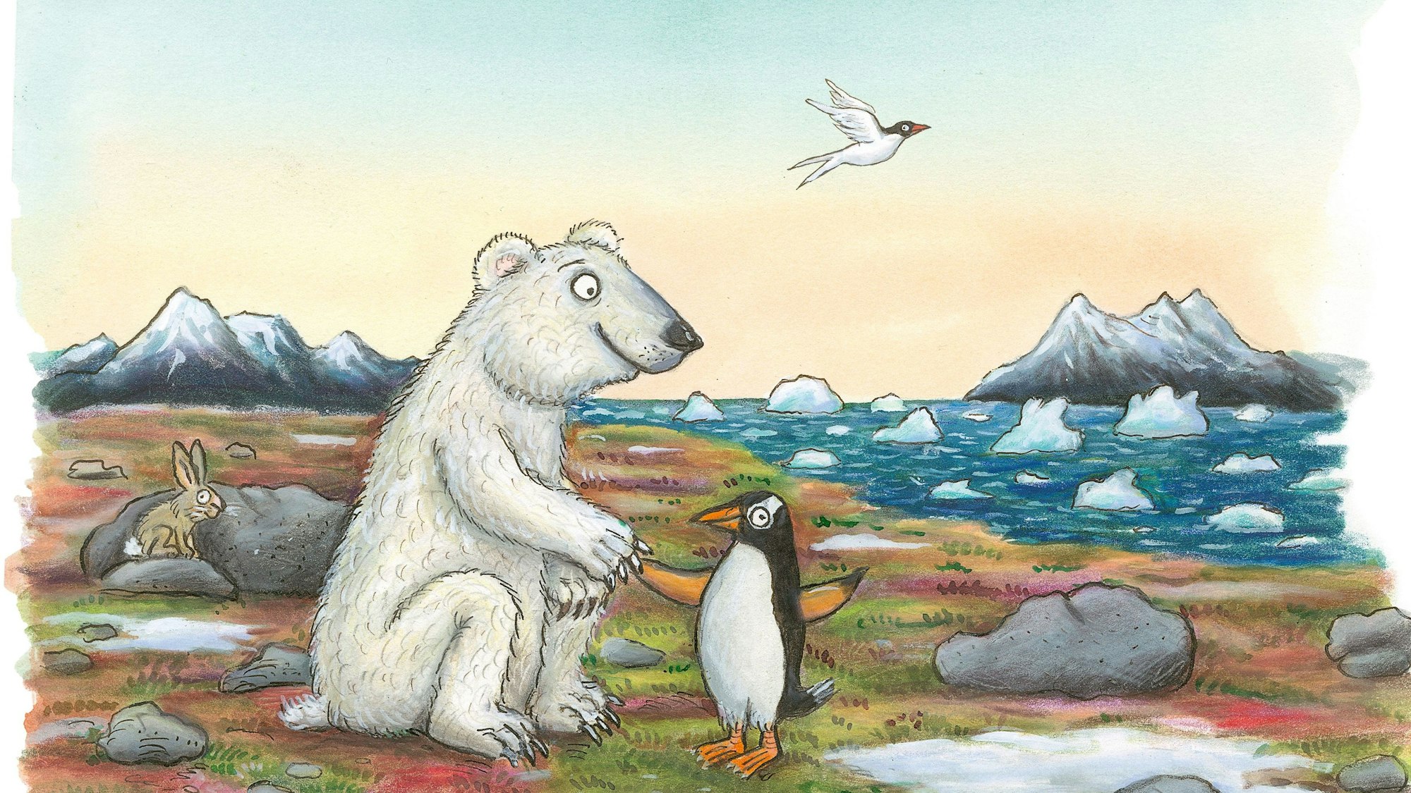 Illustration aus „Ponti Pento. Die Abenteuer eines Pinguins“.