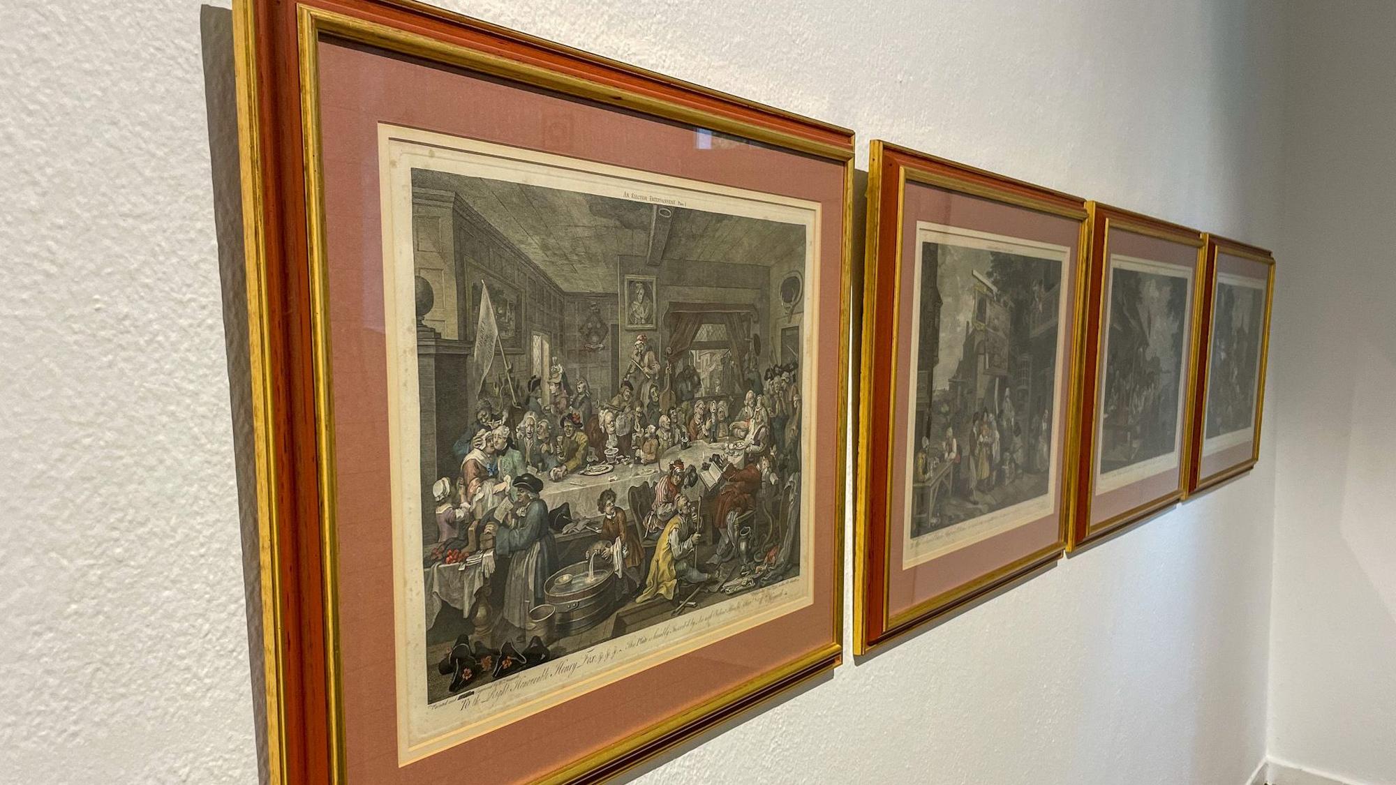 Auch „Der Wahlzyklus“ von William Hogarth ist abgebildet.