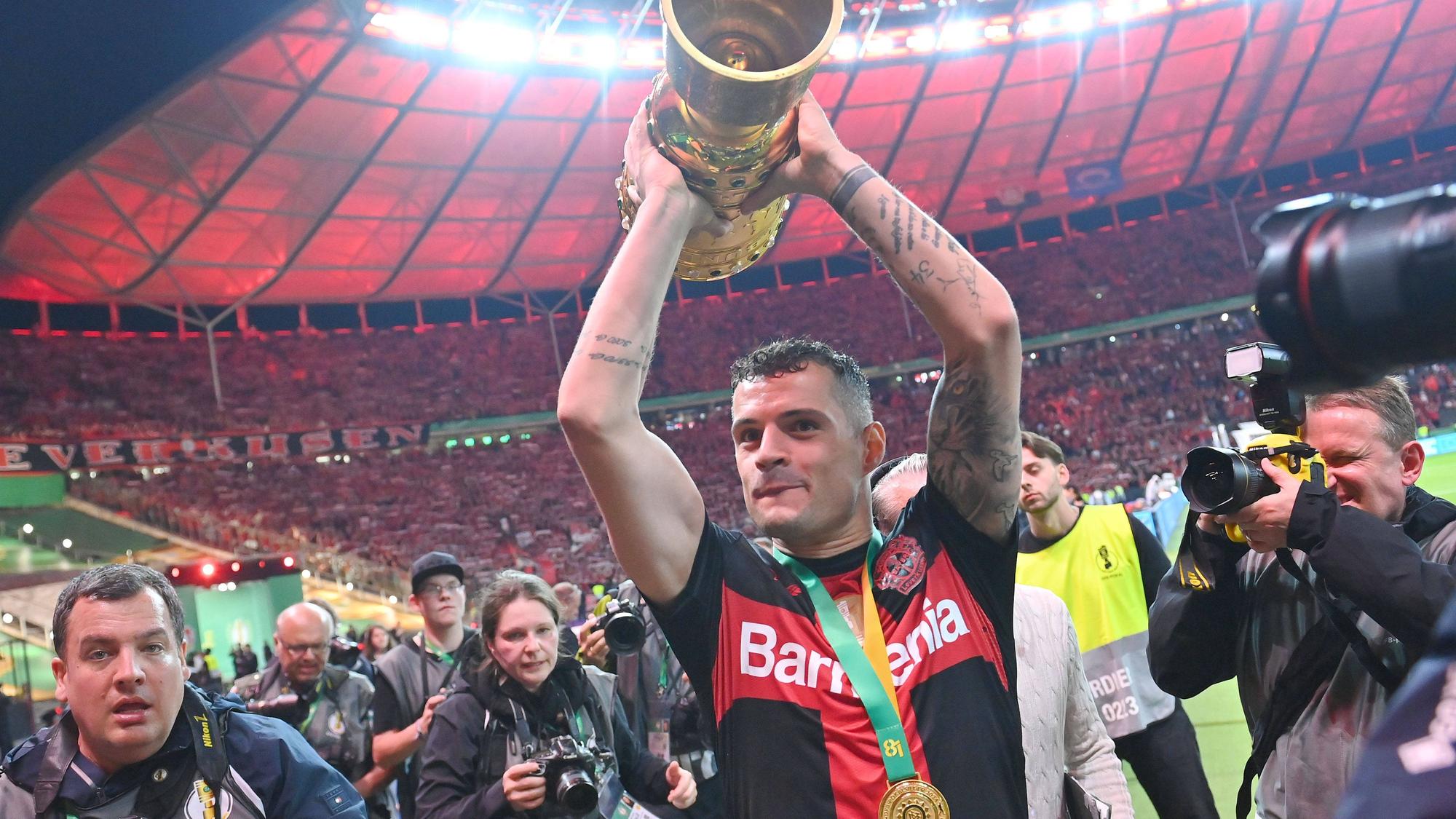 Granit Xhaka erzielte im Mai das Tor zum Leverkusener Pokalsieg im Finale gegen Kaiserslautern.