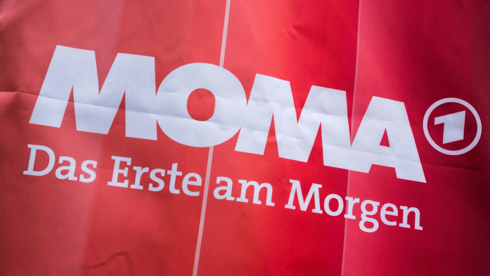 Ein Blick auf ein Transparent des ARD-Morgenmagazins.