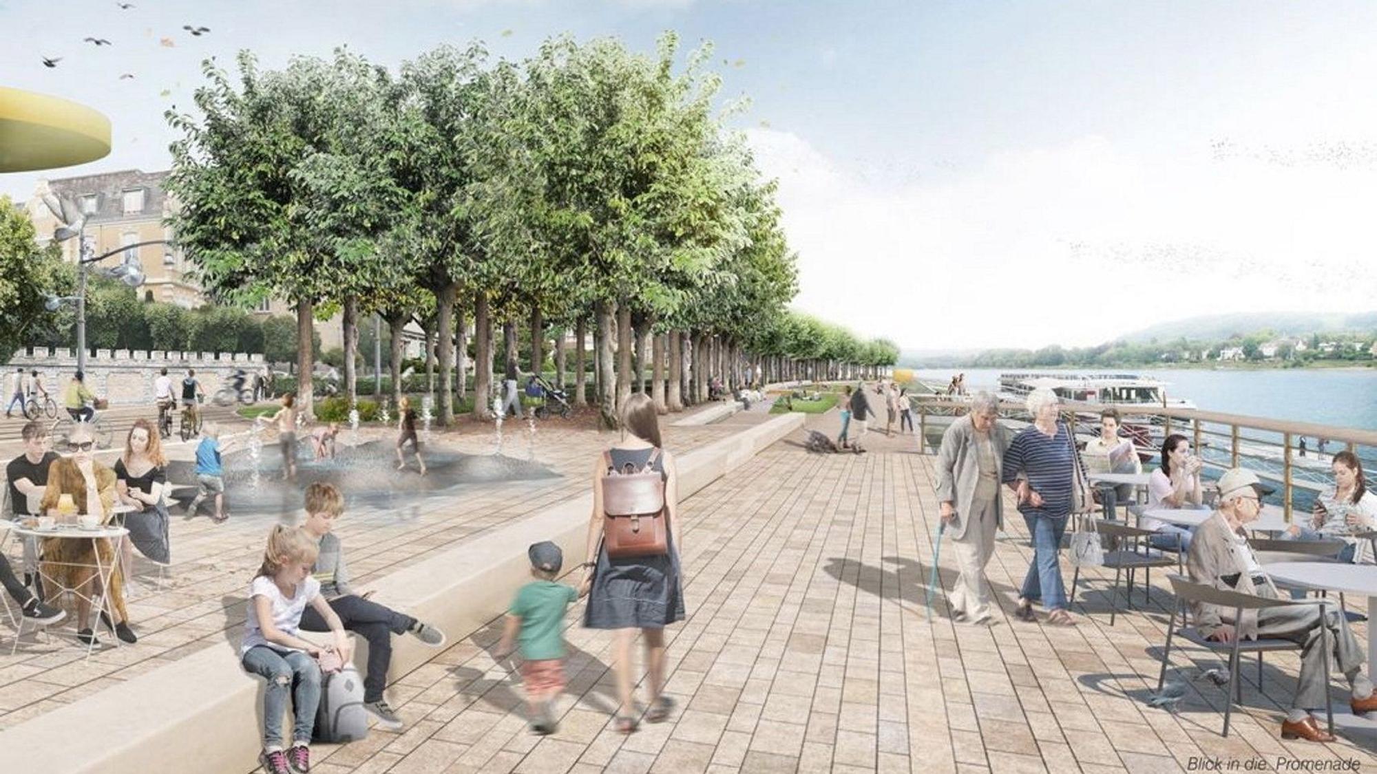 Eine Visualisierung der künftigen Rheinpromenade Königswinter.
