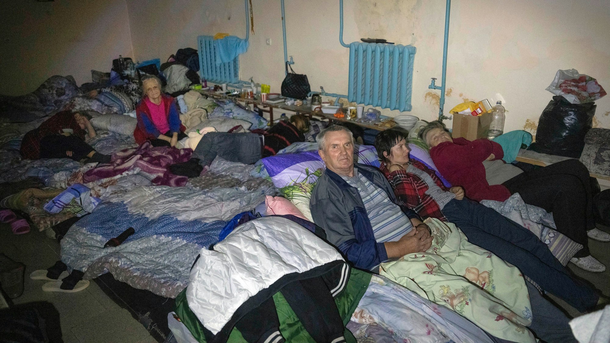 Sudscha: Russische Anwohner in der Region Kursk suchen Schutz in einem Keller. Dieses Bild wurde vor der Veröffentlichung vom ukrainischen Verteidigungsministerium genehmigt.