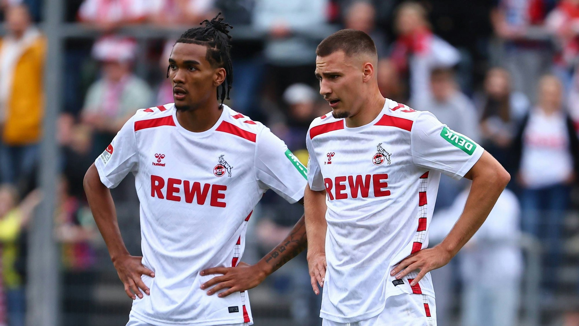 Damion Downs (l.) und Tim Lemperle bilden das Stürmer-Duo des 1. FC Köln.