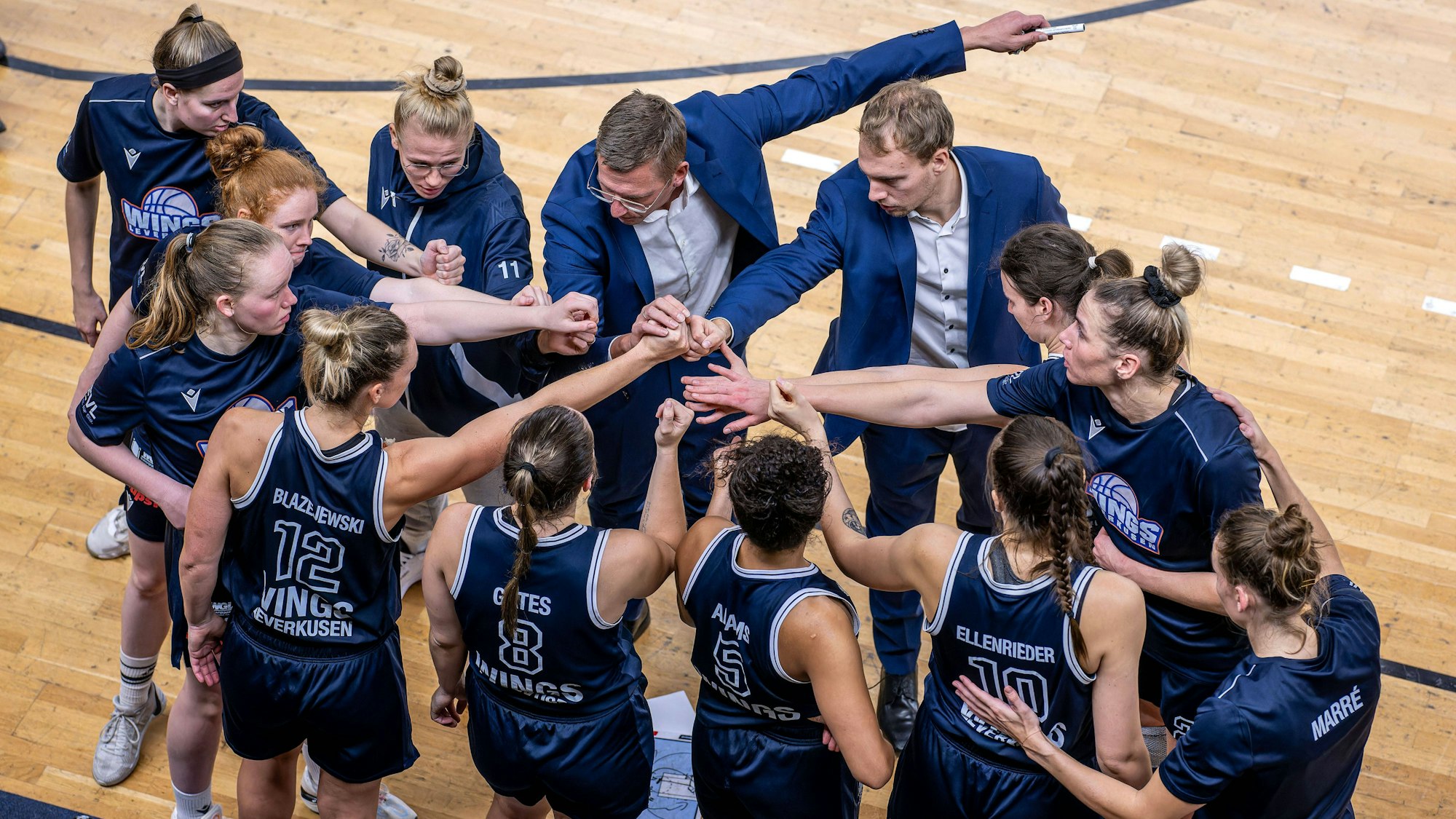 Basketball Berlin 01.11.2023 Saison 2023 / 2024 1. Bundesliga / DBBL Alba Berlin - Orthomol Wings Leverkusen Boris Kaminski Leverkusen, Trainer Auszeit *** Basketball Berlin 01 11 2023 Season 2023 2024 1 Bundesliga DBBL Alba Berlin Orthomol Wings Leverkusen Boris Kaminski Leverkusen, coach time-out