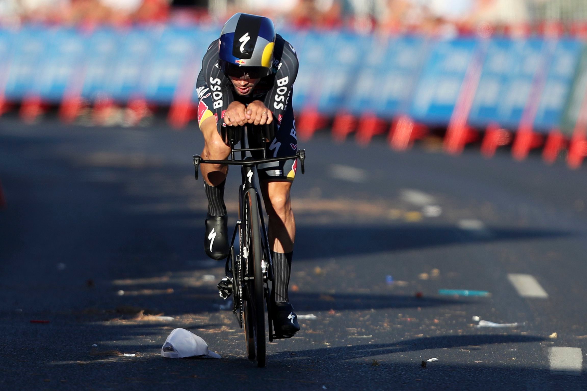 Primoz Roglic aus Slowenien von Red Bull-Bora-Hansgrohe in Aktion.