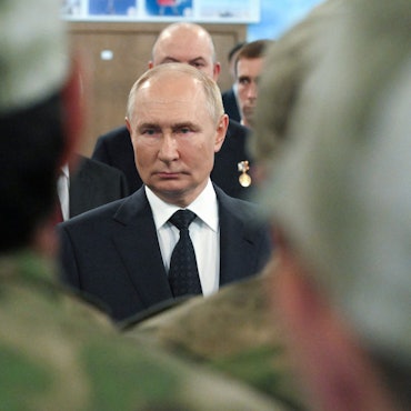 Kremlchef Wladimir Putin (r.) bei seinem Besuch in Tschetschenien.