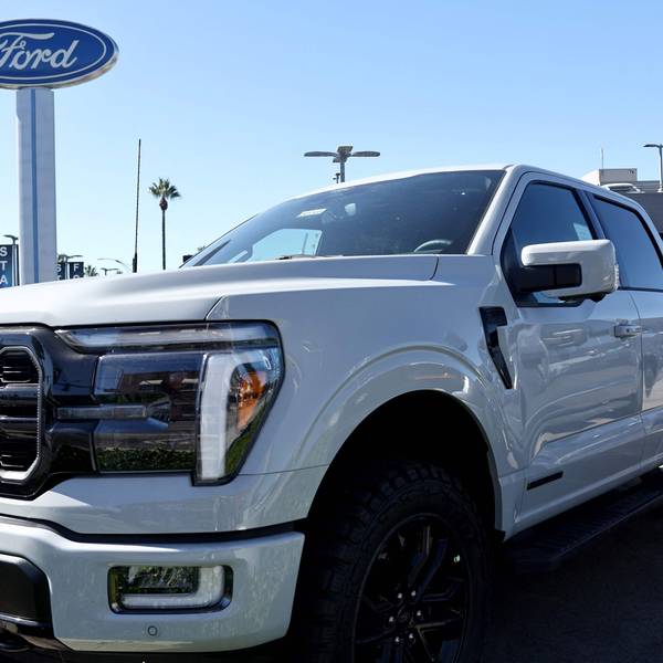 GLENDALE, CALIFORNIA - AUGUST 21: A Ford F-150 Lariat PowerBoost ybrid pickup truck is displayed for sale at a Ford dealership on August 21, 2024 in Glendale, California. Ford announced it is upending its electric vehicle (EV) strategy for North American vehicles to focus on hybrids, affordability, and longer ranges. Mario Tama/Getty Images/AFP (Photo by MARIO TAMA / GETTY IMAGES NORTH AMERICA / Getty Images via AFP)