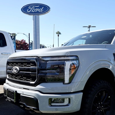 GLENDALE, CALIFORNIA - AUGUST 21: A Ford F-150 Lariat PowerBoost ybrid pickup truck is displayed for sale at a Ford dealership on August 21, 2024 in Glendale, California. Ford announced it is upending its electric vehicle (EV) strategy for North American vehicles to focus on hybrids, affordability, and longer ranges. Mario Tama/Getty Images/AFP (Photo by MARIO TAMA / GETTY IMAGES NORTH AMERICA / Getty Images via AFP)