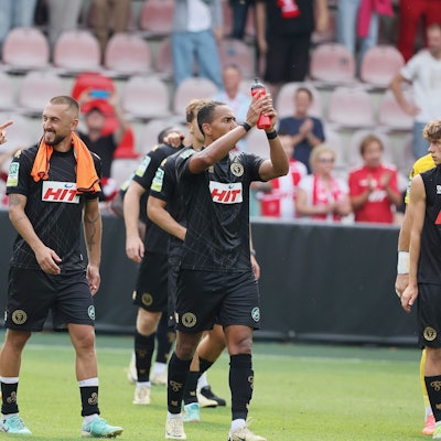 1. FC Köln Amateure (U23) vs. Fortuna Köln, Regionalliga West, Saison 2024/25, Jubel nach dem dem Spiel (Fortuna), 18.05.2024, Bild: Herbert Bucco