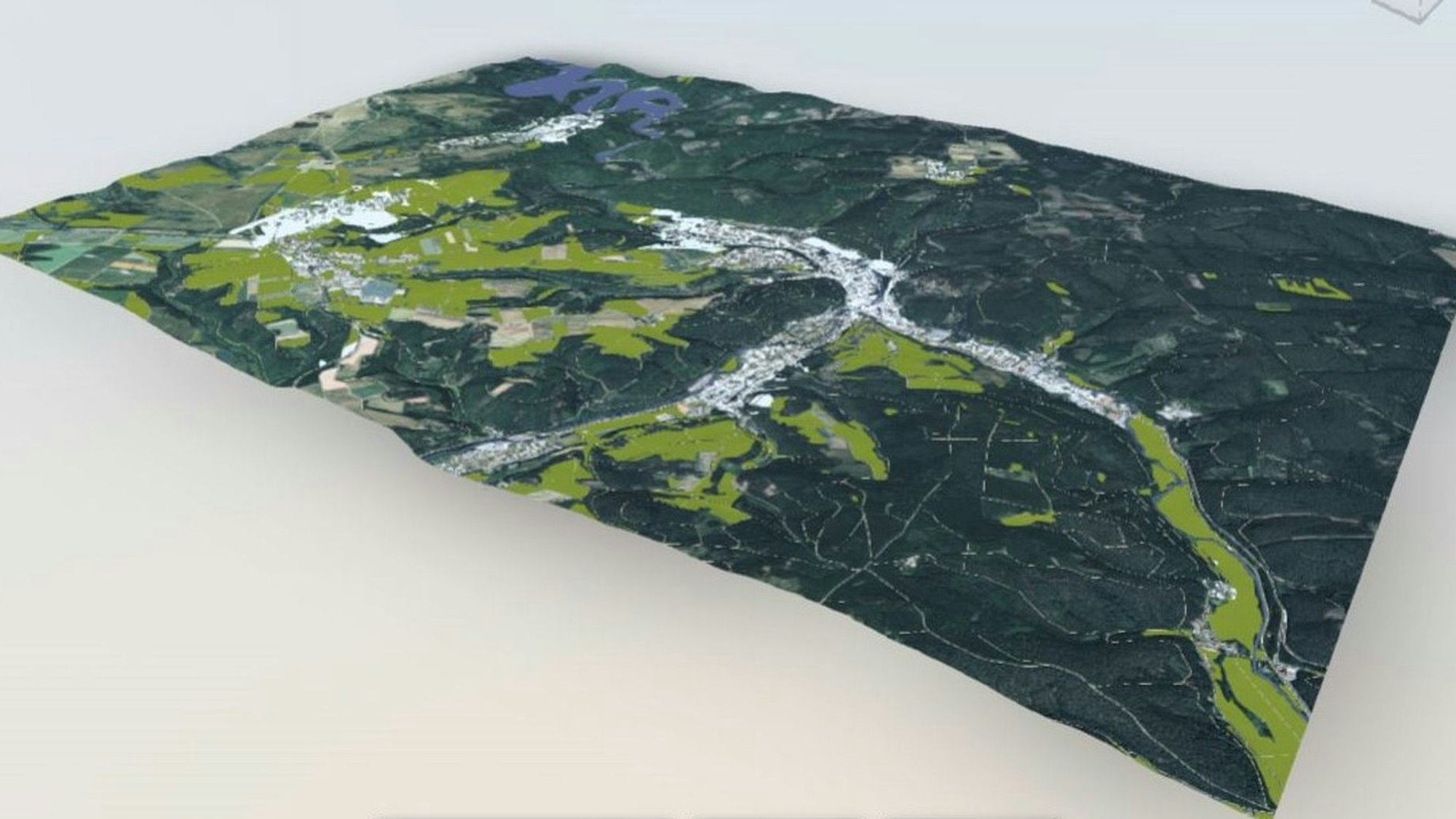 Blick auf die digitale Ansicht von Gemünd mit dem Urftsee.