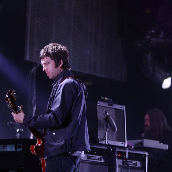 FILE - Noel, left, and Liam Gallagher, of Oasis, perform during the start of their Canadian tour in Vancouver, B.C., on Aug. 27, 2008. (Darryl Dyck/The Canadian Press via AP, File)