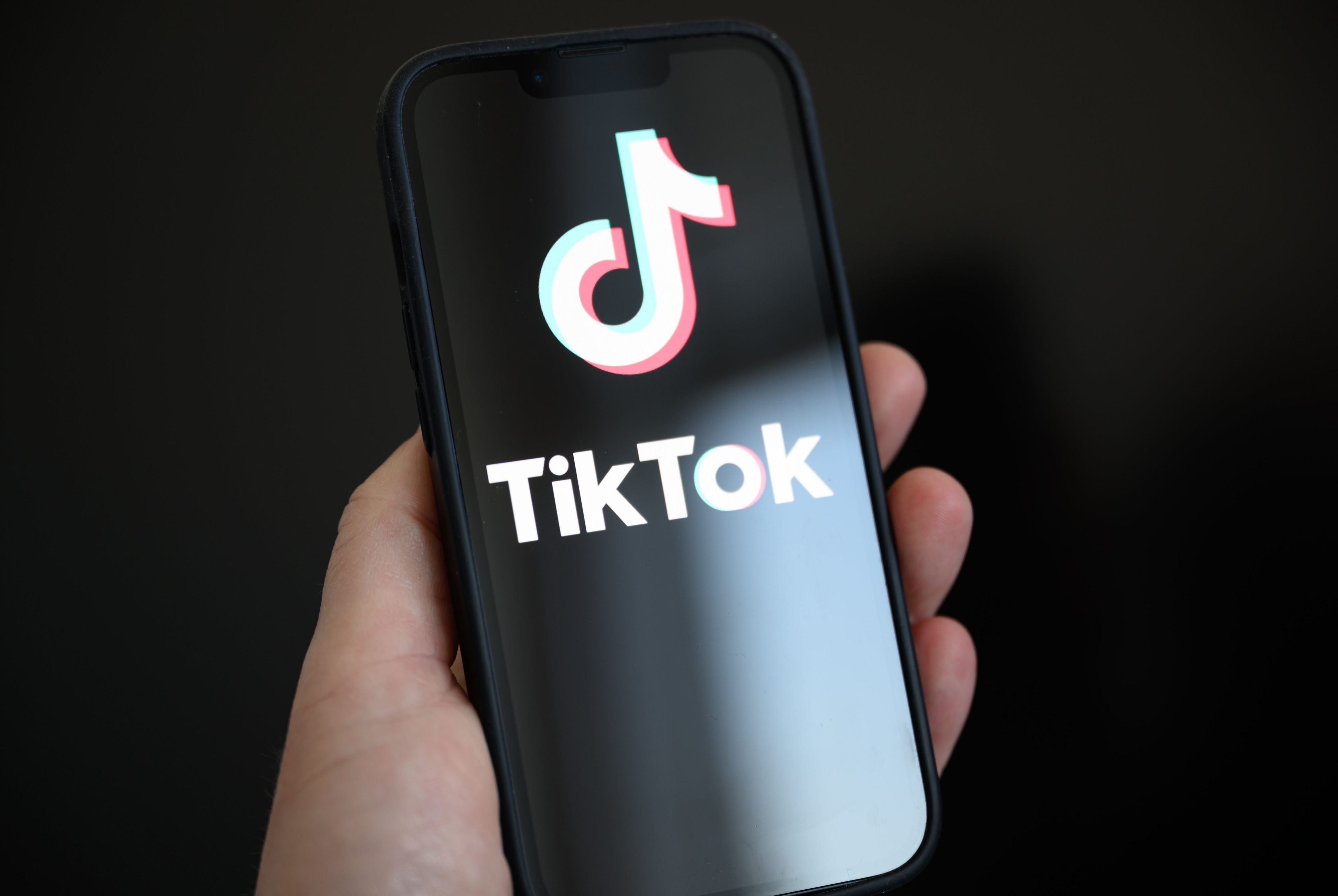 Auf einem Smartphone wird das Logo der Kurzvideo-Plattform TikTok angezeigt. (Symbolbild)