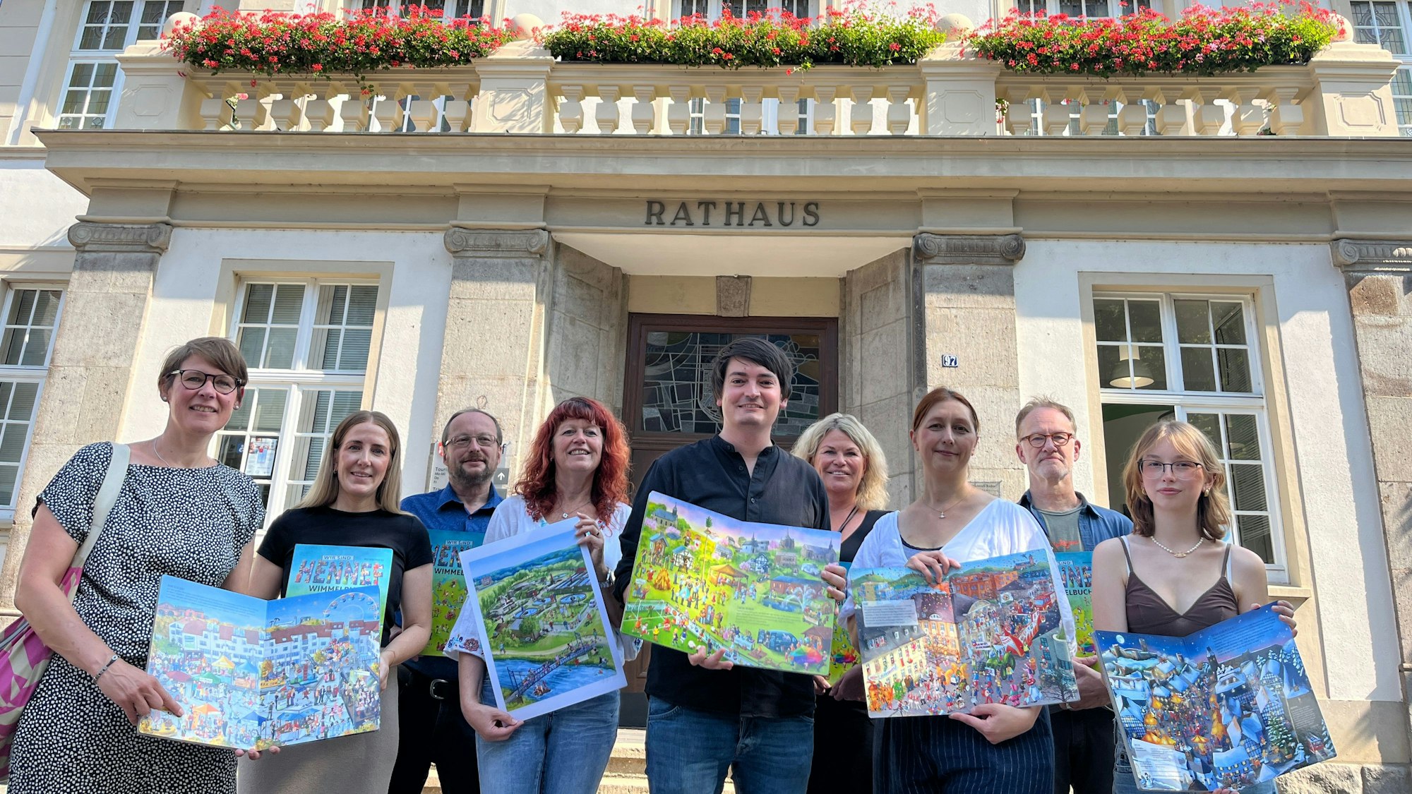 Anna Karina Birkenstock hat ein Wimmelbuch für Hennef gemalt, es zeigt viele Facetten des Stadtlebens.