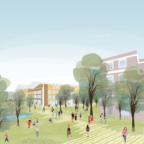 Eine Visualisierung des zukünftigen Geländes.