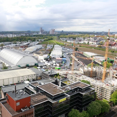Blick von oben auf den Kölner Großmarkt.