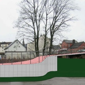 Die Grafik zeigt eine Rampe für Radfahrer.