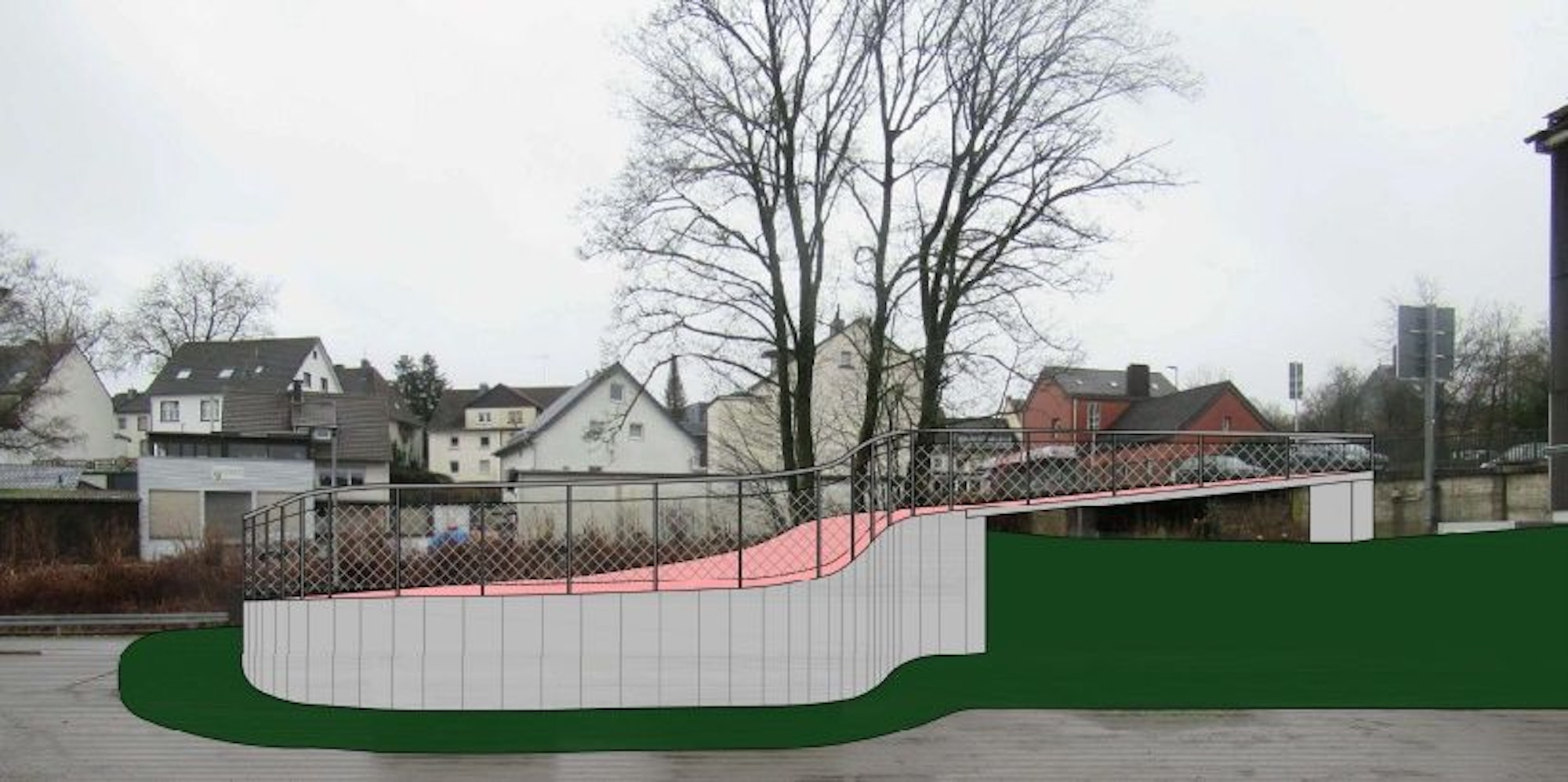 Die Grafik zeigt eine Rampe für Radfahrer.